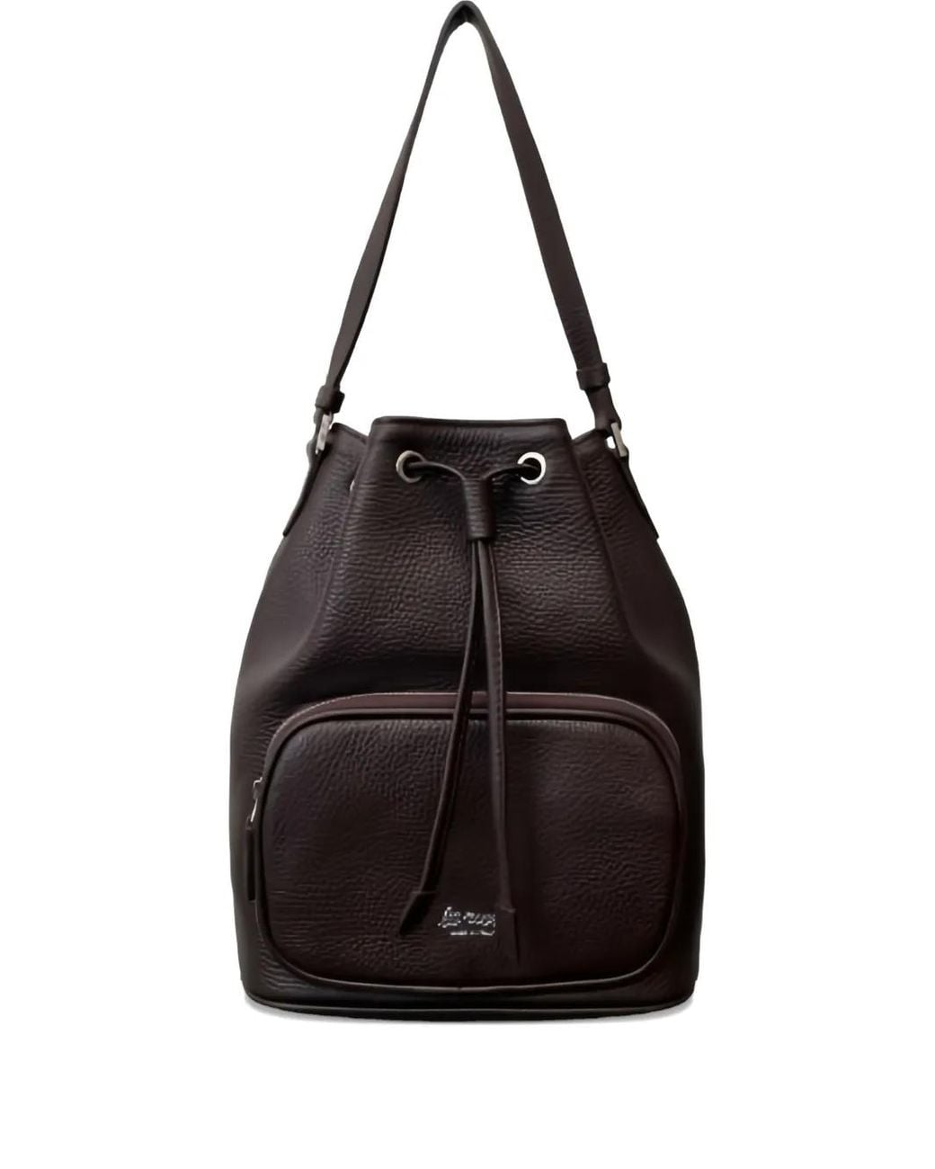 LA ROSE Black Drawstring Satchel Bucket Bag