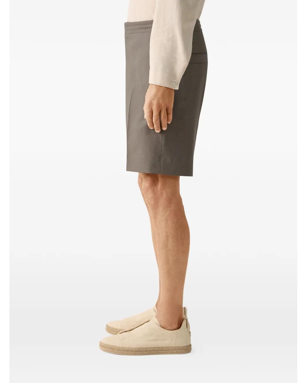 Zegna Gray Oasi Lino Shorts for men