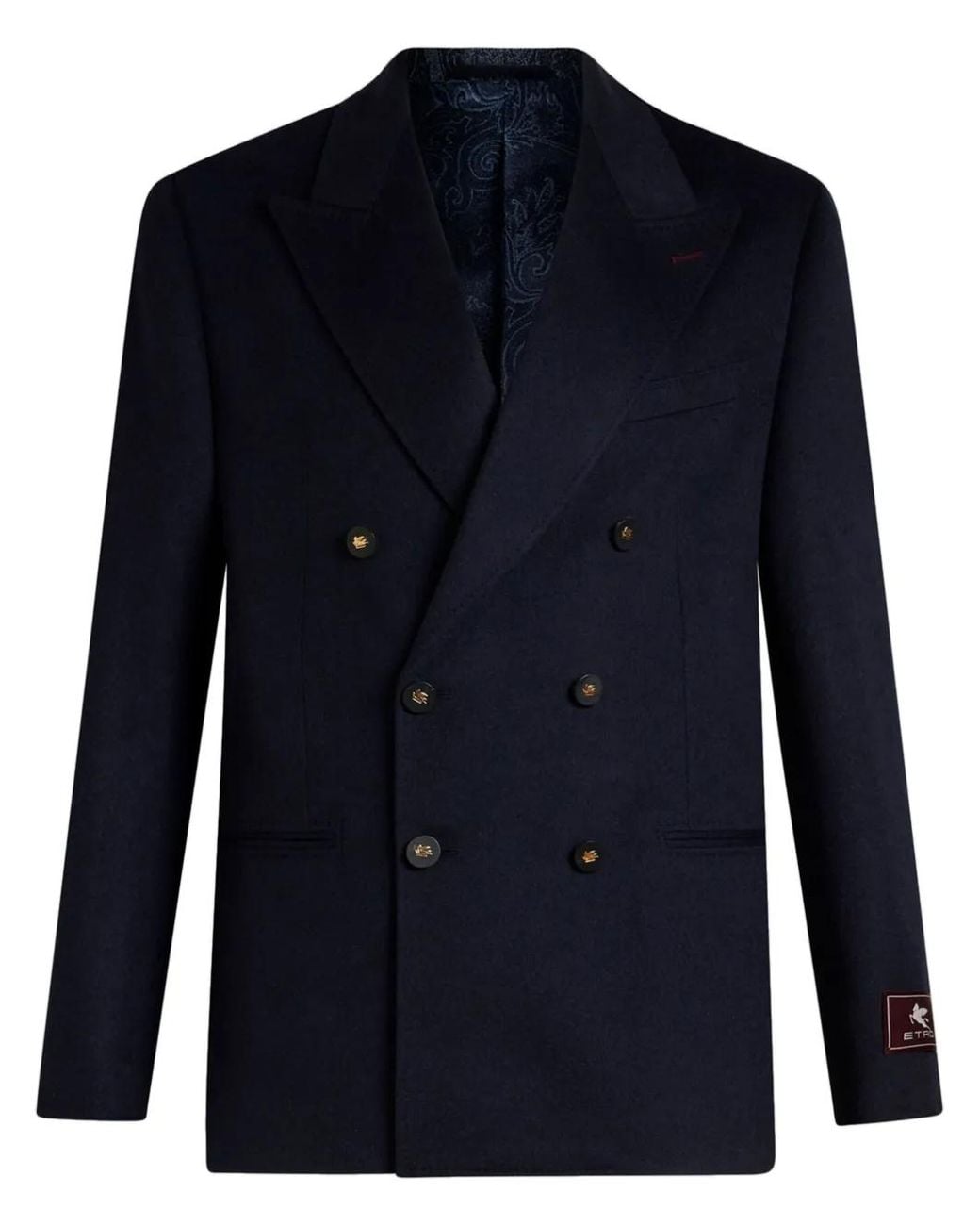 Etro Blue Double-Breasted Cashmere Blazer for men