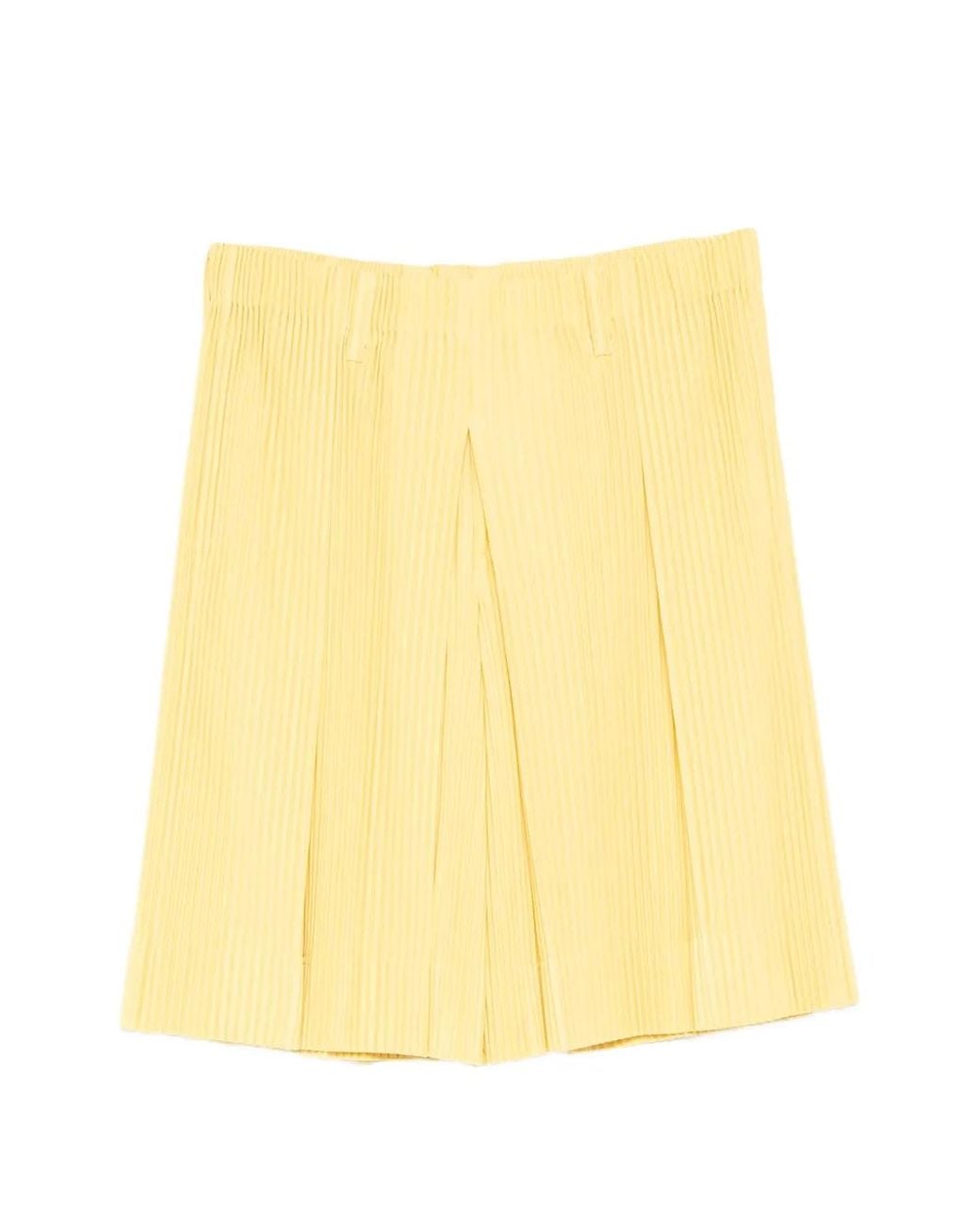 Homme Plissé Issey Miyake Yellow Pleated Shorts for men
