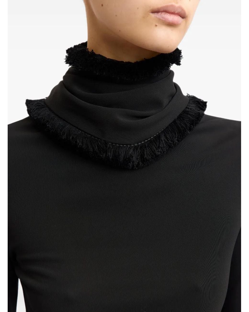 16Arlington Black Jori Fringe-Trim Top