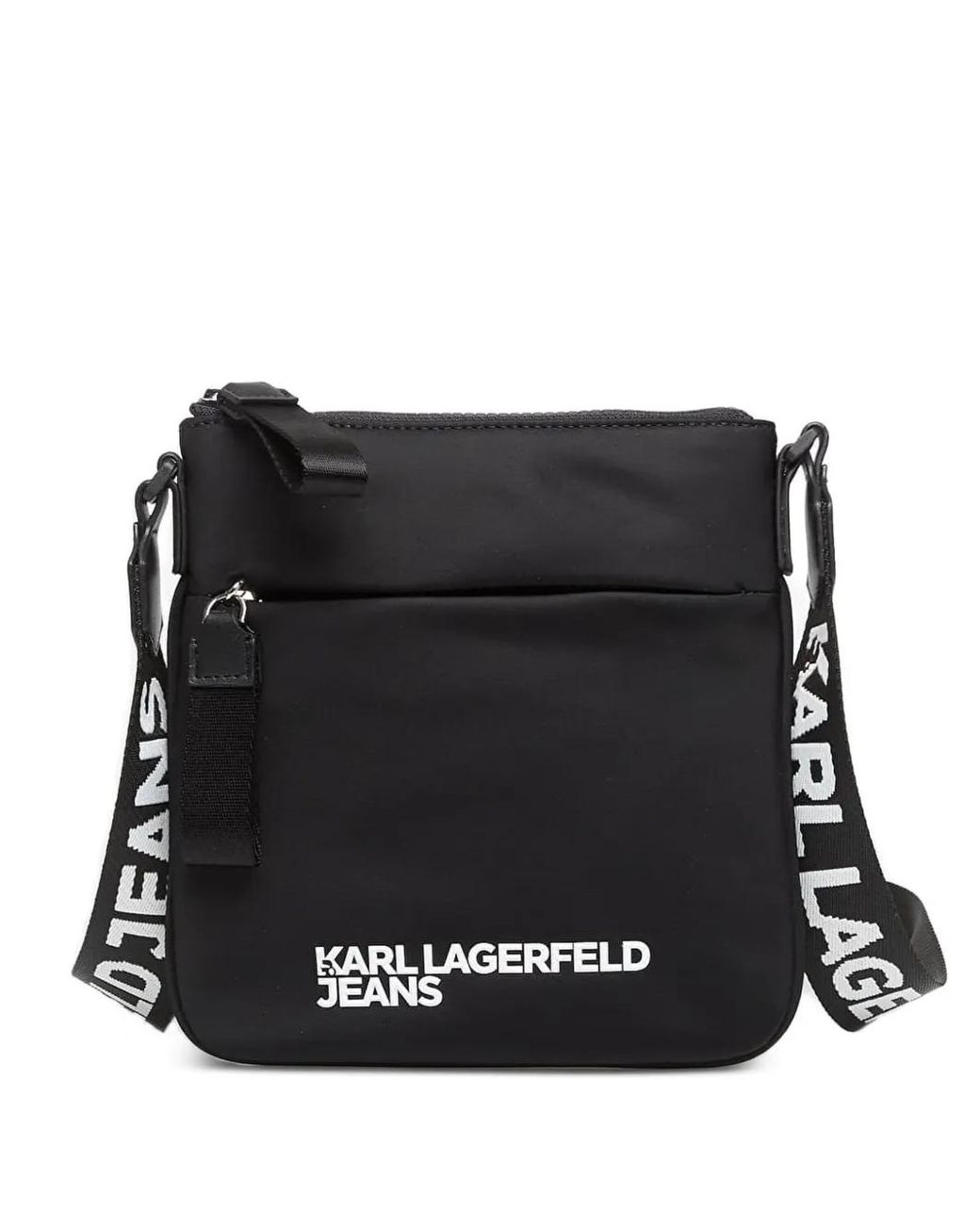 Karl Lagerfeld Black Small Logo-Print Messenger Bag
