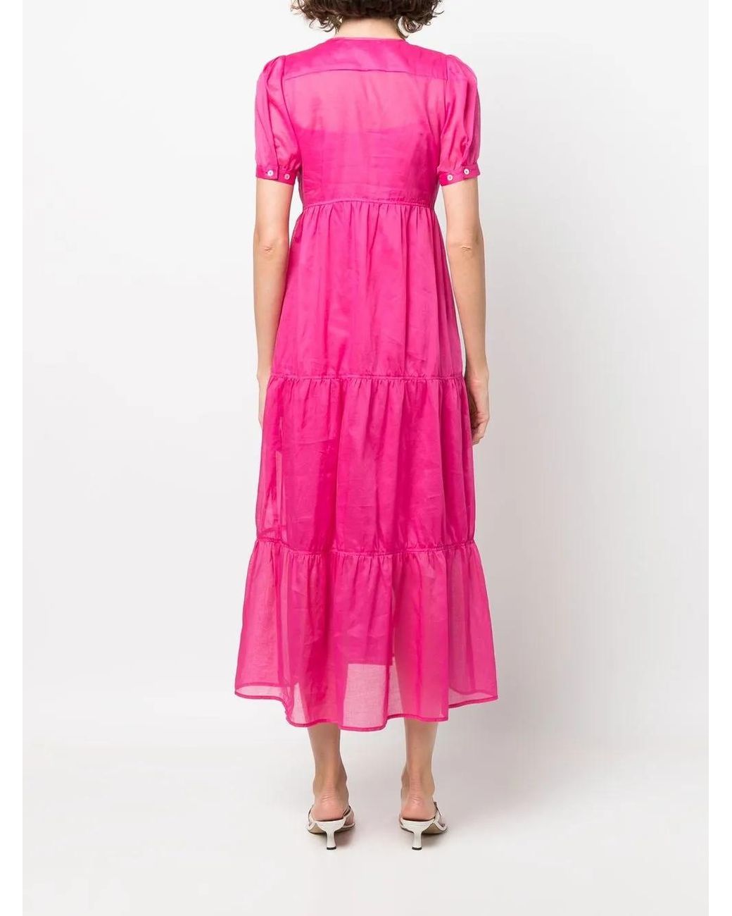 Blanca Vita Pink Tiered V-Neck Dress