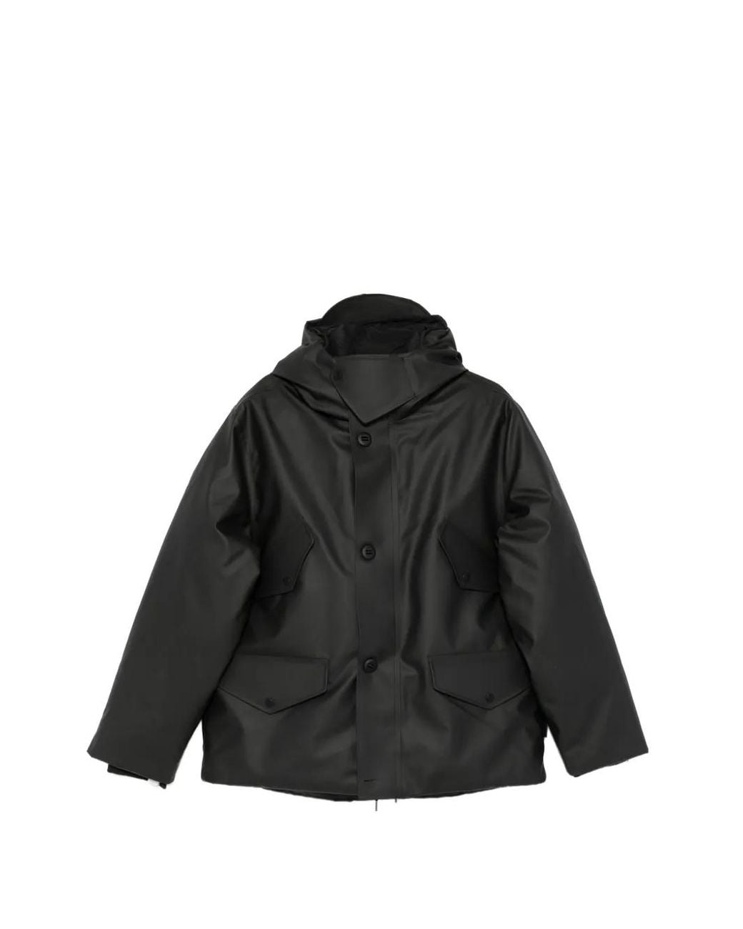 Rains Black Hooded-Padded Jacket for men