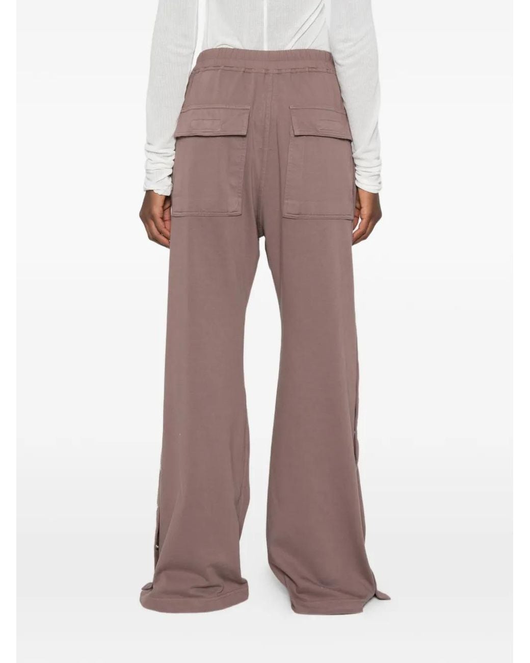 Rick Owens Brown Snap-Button Drawstring Track Pants