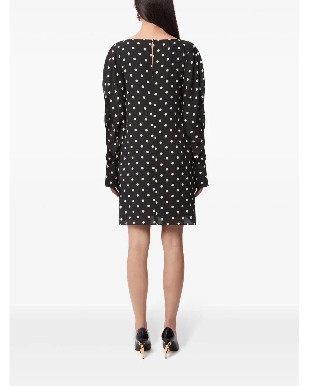Nina Ricci Black Polka-Dot Print Shift Dress