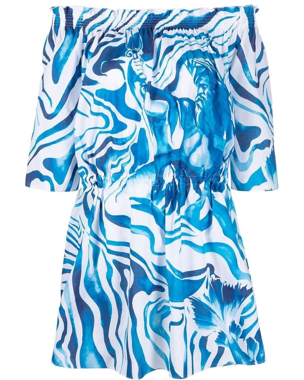Alberta Ferretti Blue Swirl Print Shift Dress