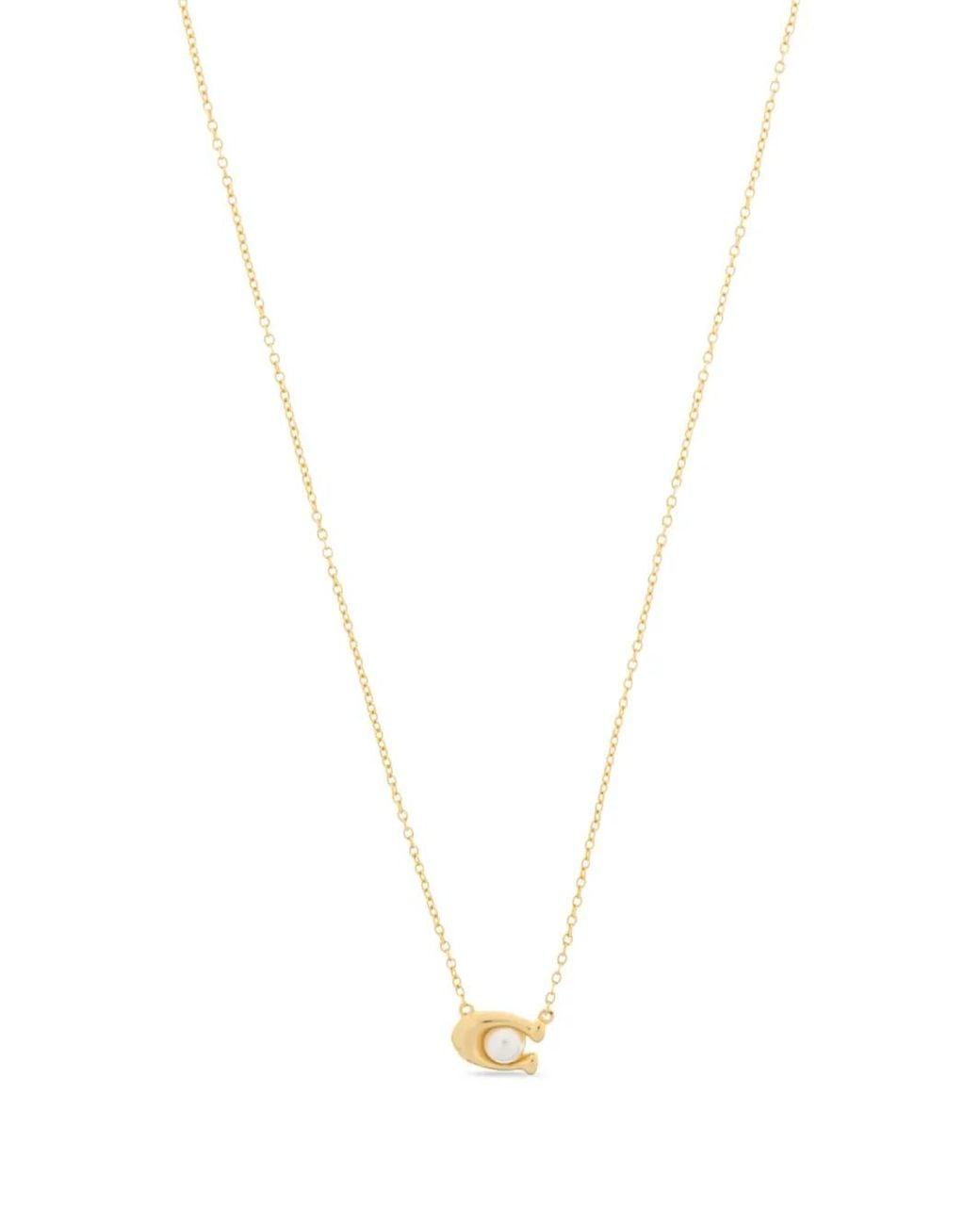 COACH White C Pearl Necklace (Set Of Two)