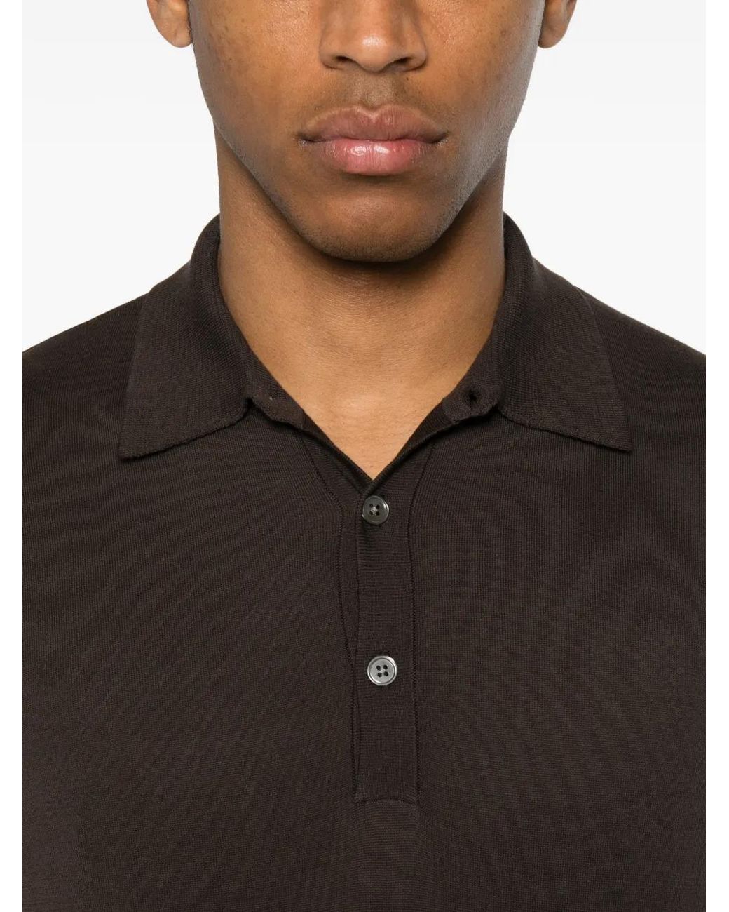Hōsio Black Short-Sleeve Knitted Polo Shirt for men