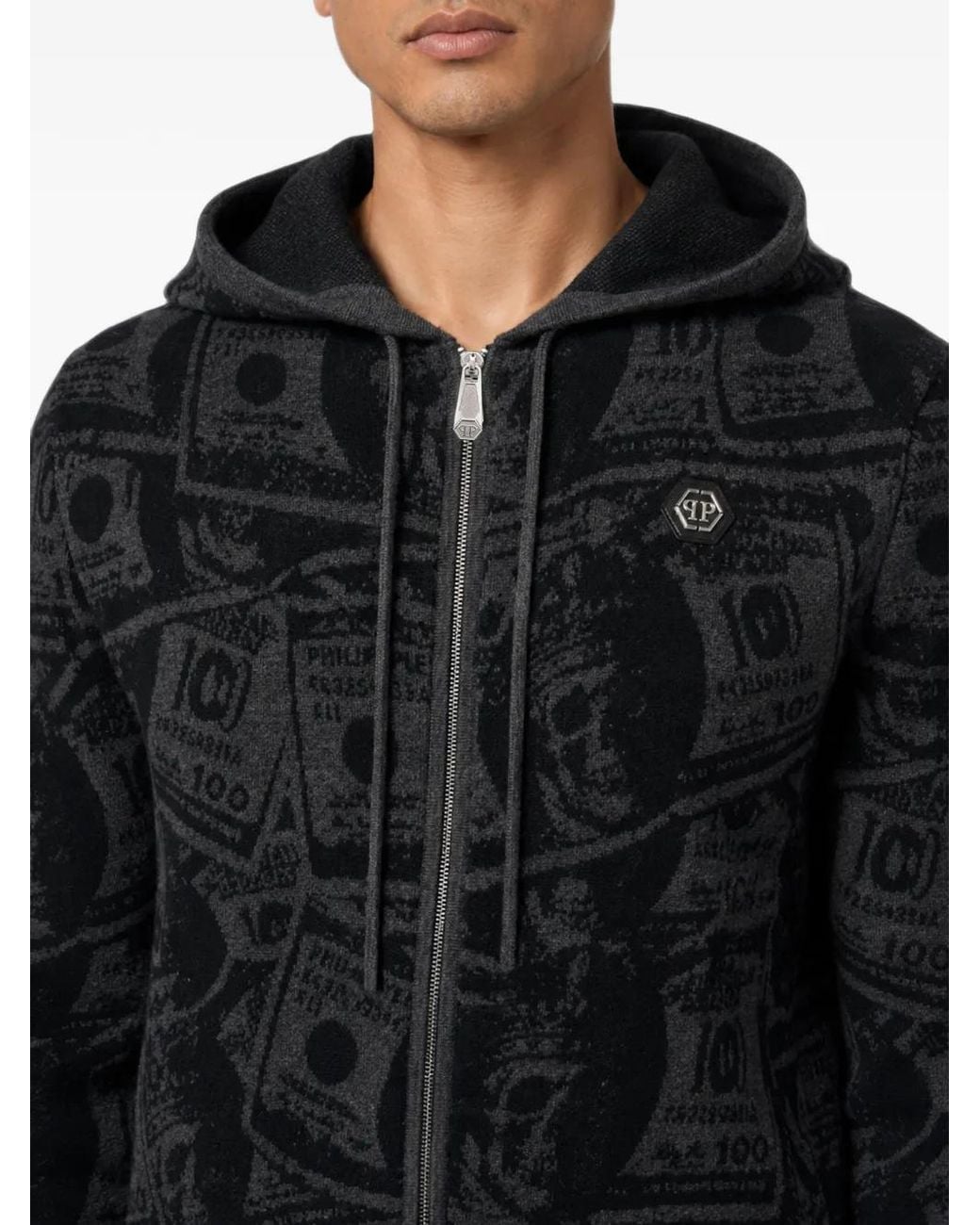 Philipp Plein Black Hoodie À Imprimé Graphique for men