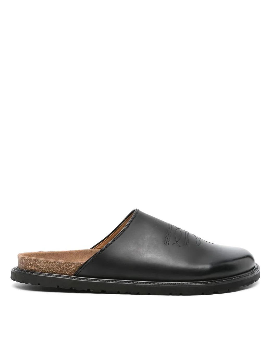 Hender Scheme Gray Comfy Cheak Leather Slides