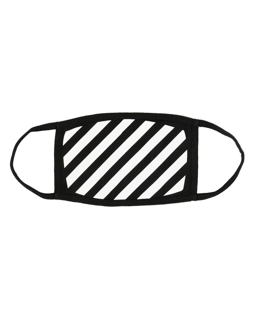 Off-White c/o Virgil Abloh Off White Mens Black And White Diagonal Graphic-print Cotton Face Covering Mask for men