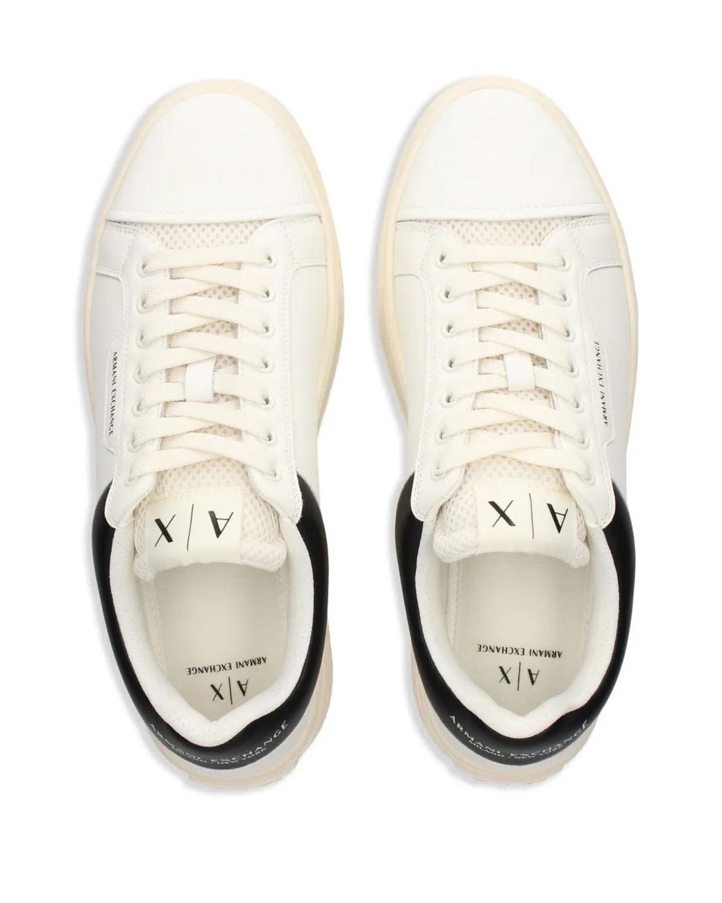 ARMANI EXCHANGE White Logo-Print Leather Sneakers for men