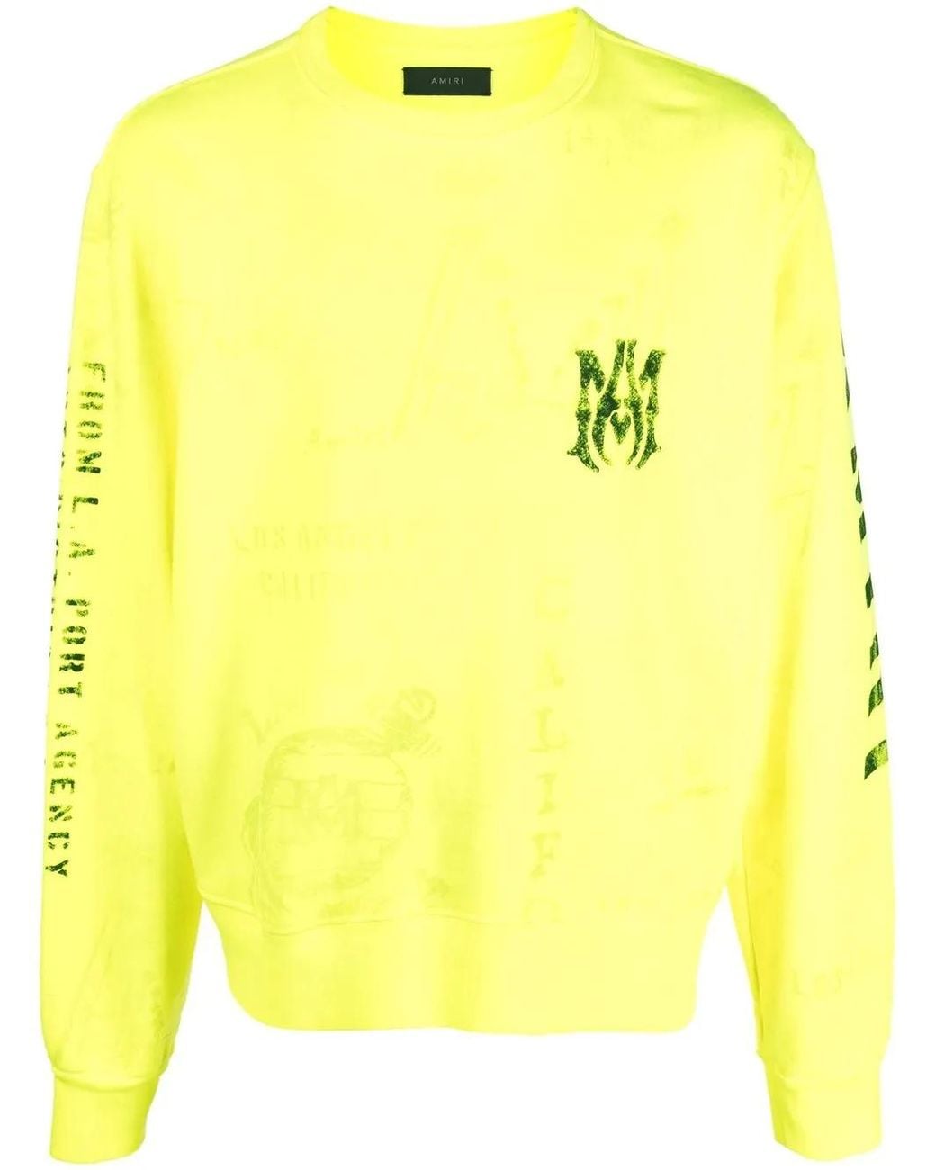 Amiri Yellow Army Stencil Crewneck Sweatshirt for men