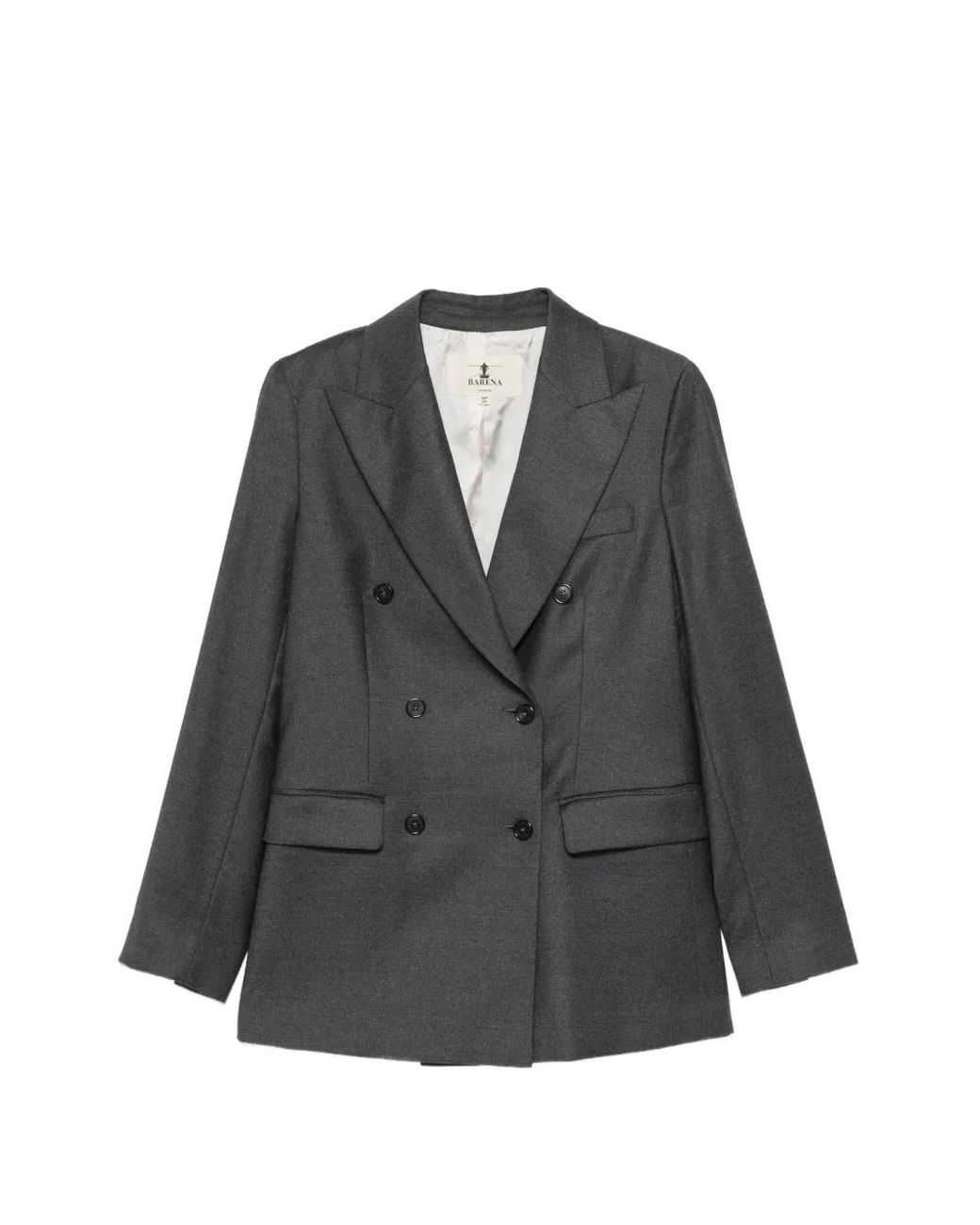 Barena Gray Double-Breasted Peaked-Lapel Jacket