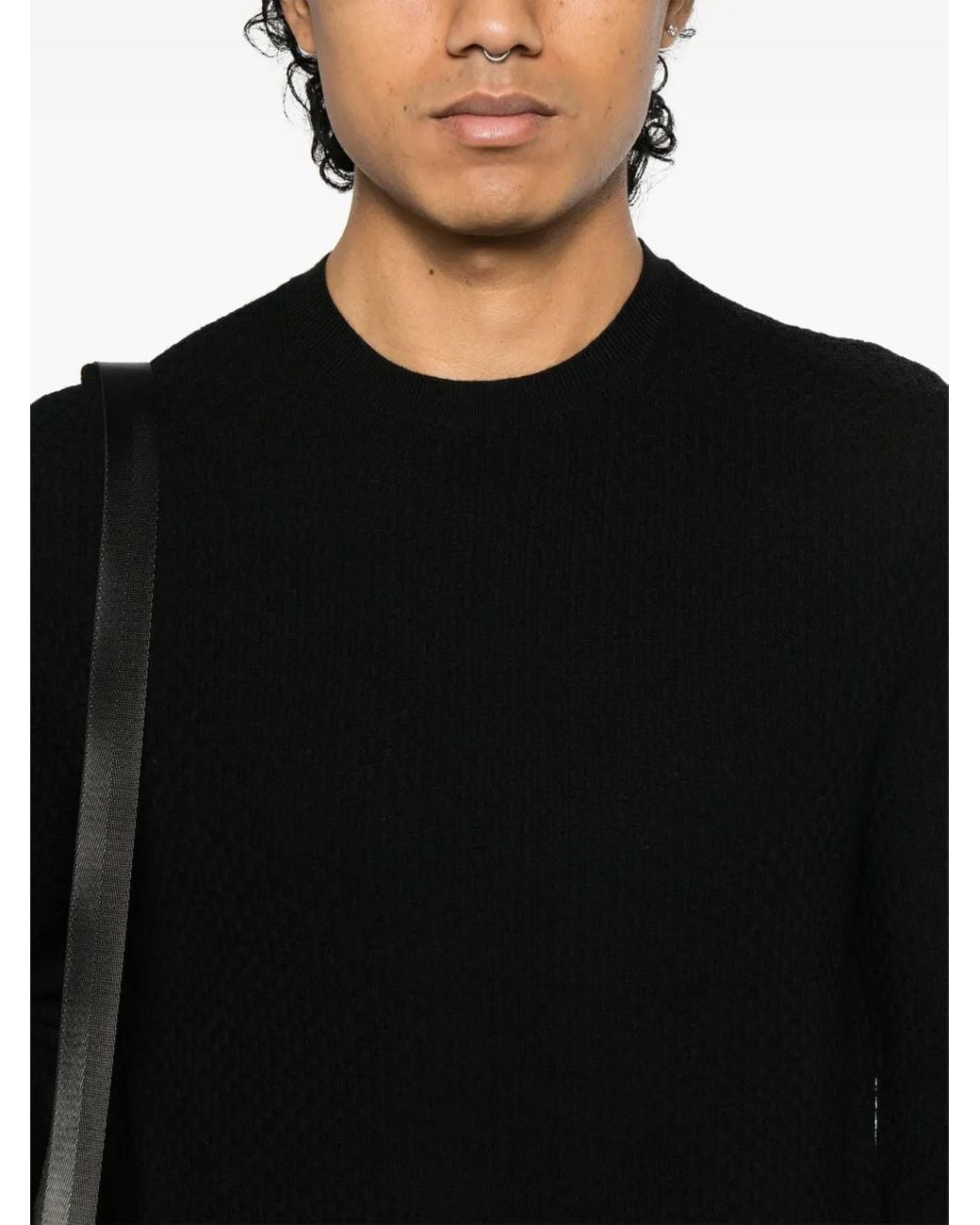 Emporio Armani Black Textured Sweater for men