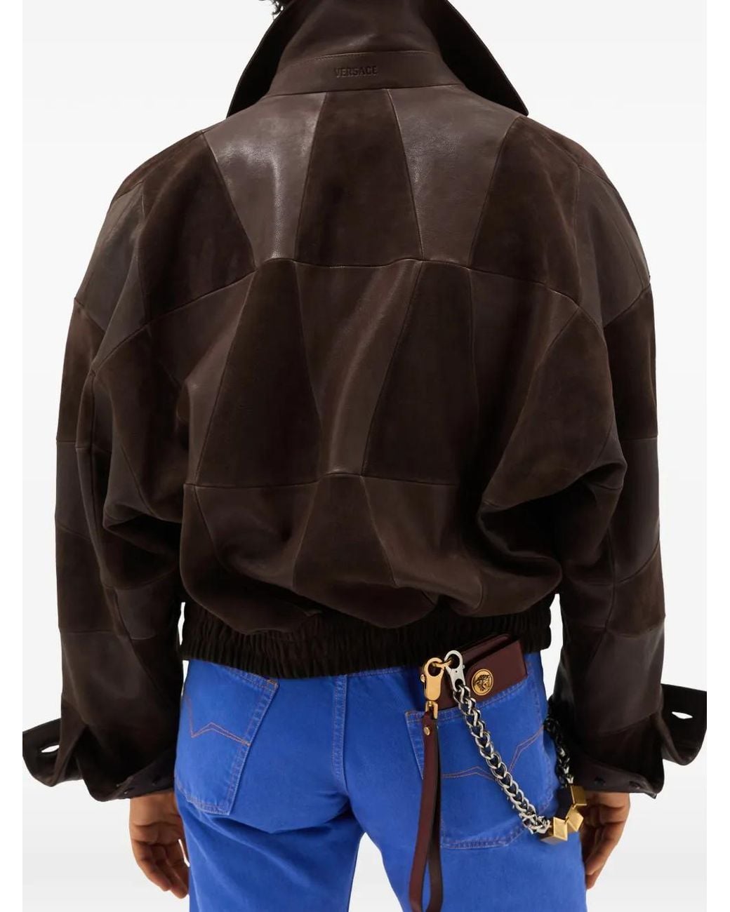 Versace Brown Leather Jacket for men