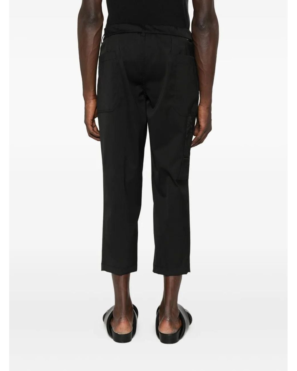 Yes London Black Pleated Elastic-Waist Trousers for men