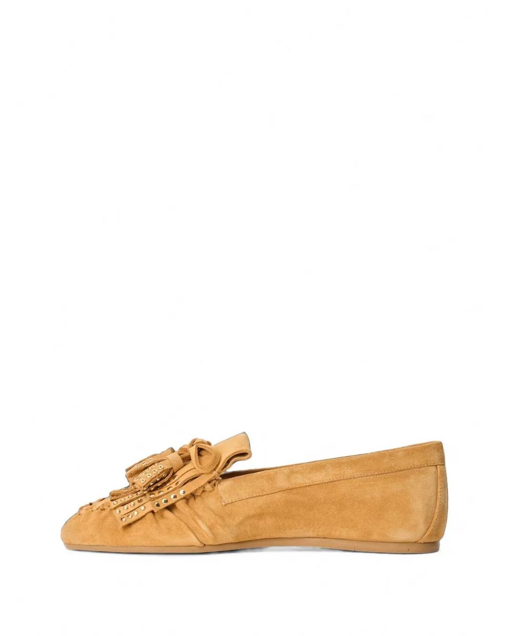 Stuart Weitzman Natural Barry Stud-Embellished Kiltie Loafers