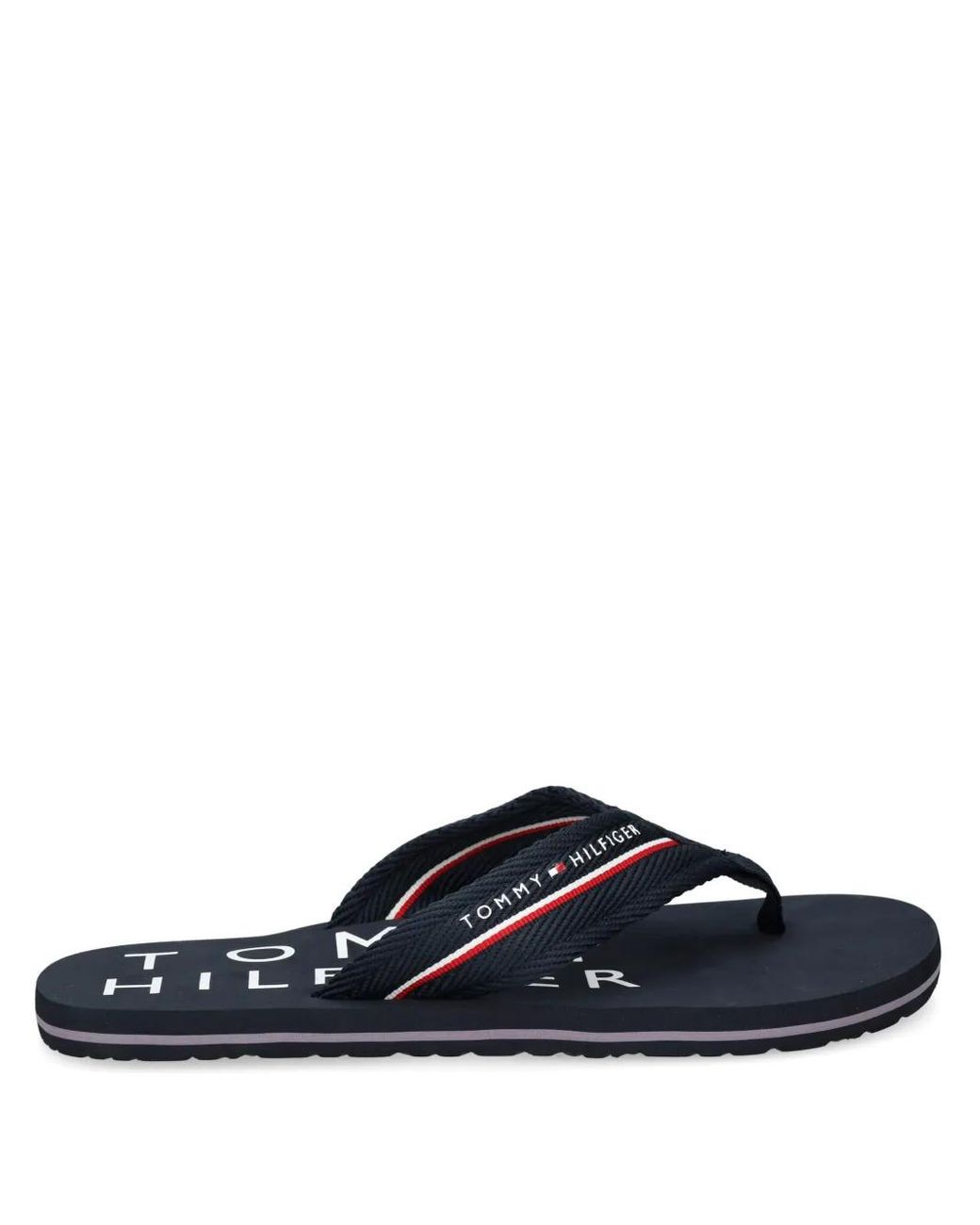 Tommy Hilfiger Blue Logo-Print Flip Flops for men