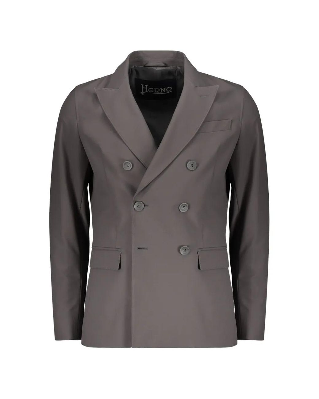 Herno Gray Notch-Lapel Double-Breasted Blazer for men