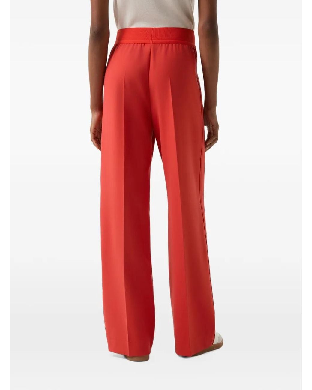 Bogner Red Ilvy Logo-Jacquard Piped Wide-Leg Trousers