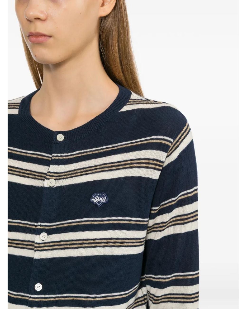 AAPE BY A BATHING AP Blue Striped Buttoned Cardigans