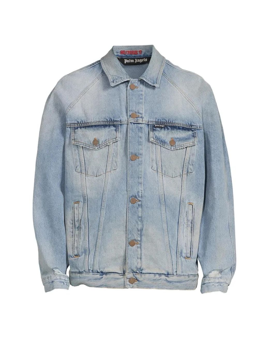 Palm Angels Denim Jack in het Blue voor heren