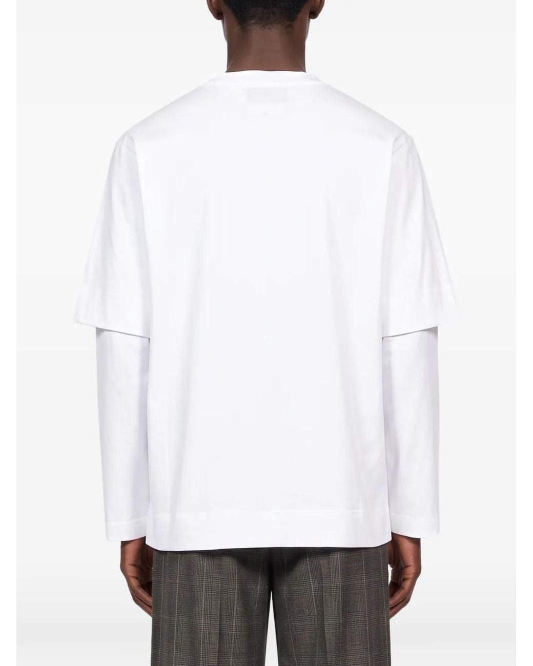 Simone Rocha White Lace-Up Layered-Sleeve T-Shirt for men