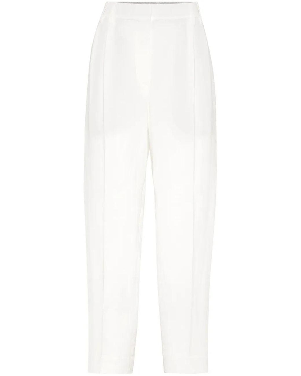 Brunello Cucinelli White High-Waist Cropped Trousers