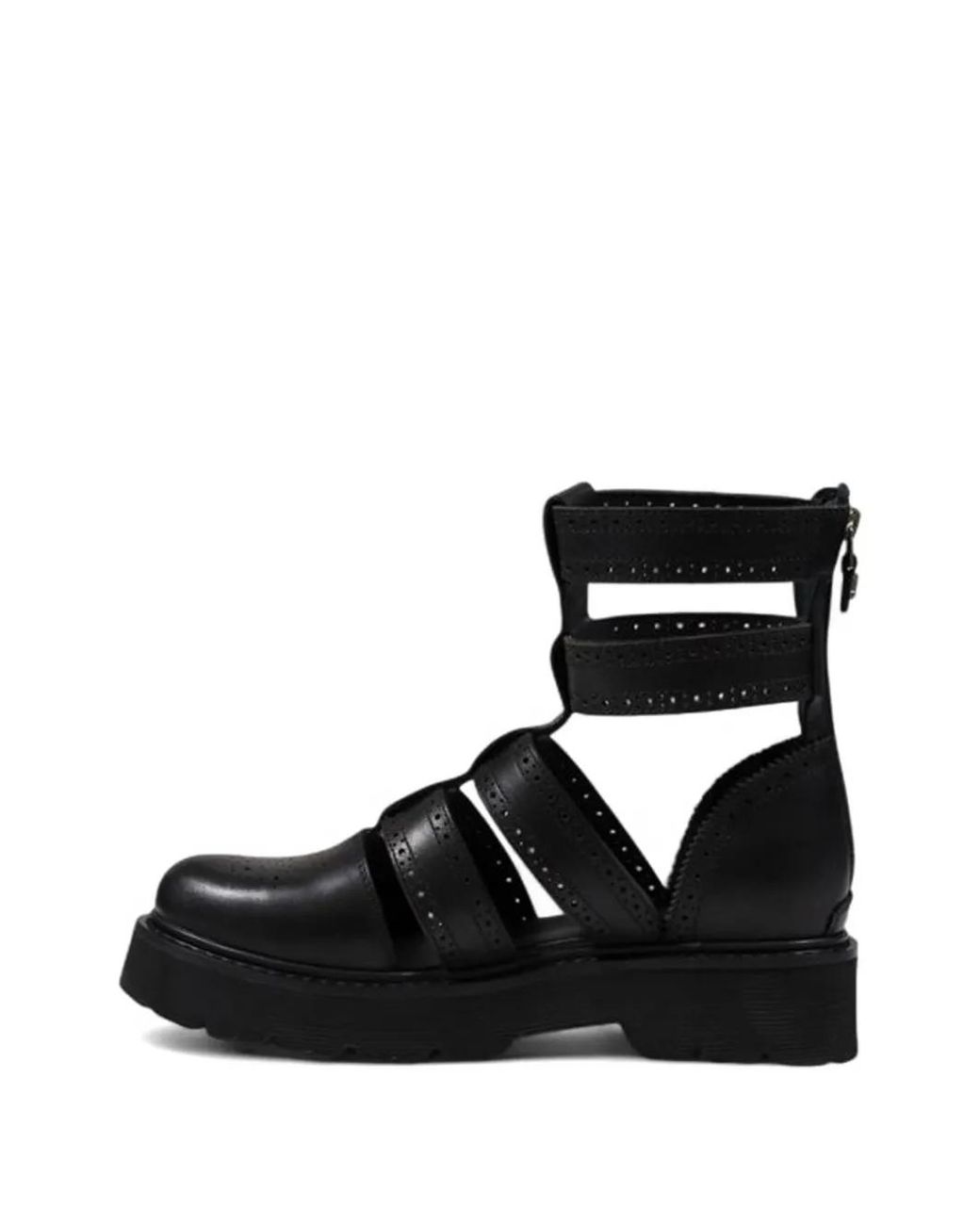 Cult Black Brogue-Detail Platform Sandals
