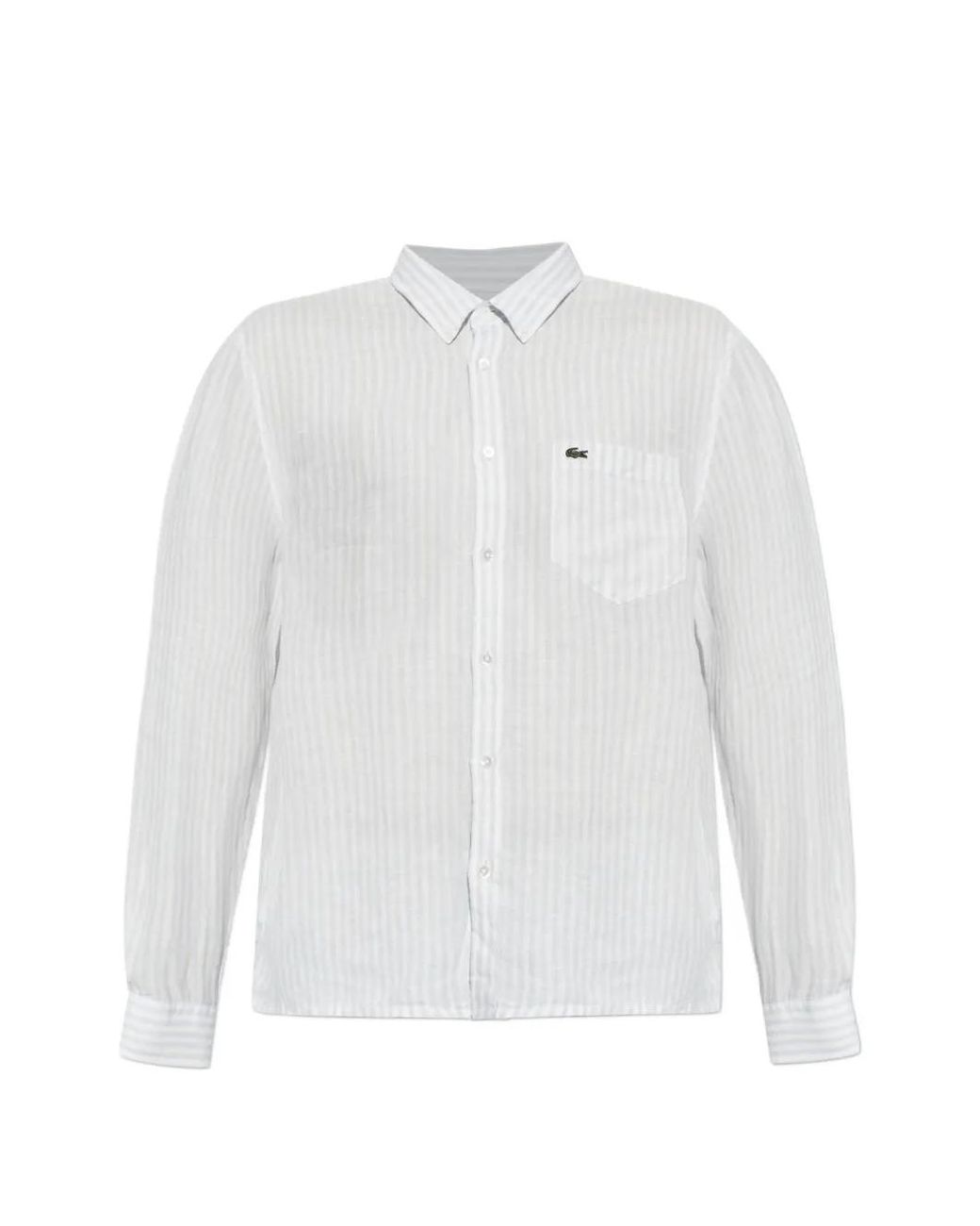 Lacoste White Striped Linen Shirt for men