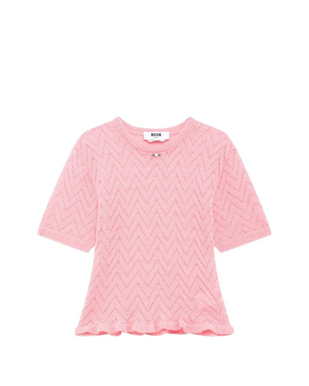 MSGM Pink Pullover Mit Chevron-Strick