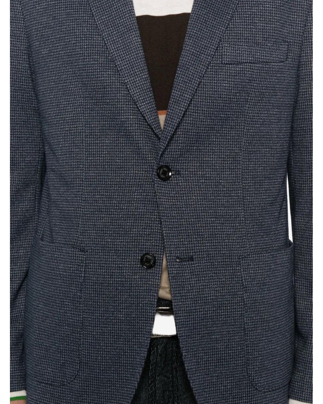 Liu Jo Blue Checked Single-Breasted Blazer for men