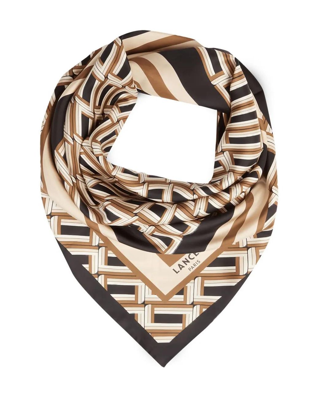 Lancel Metallic Monogramme Geometric Silk Scarf