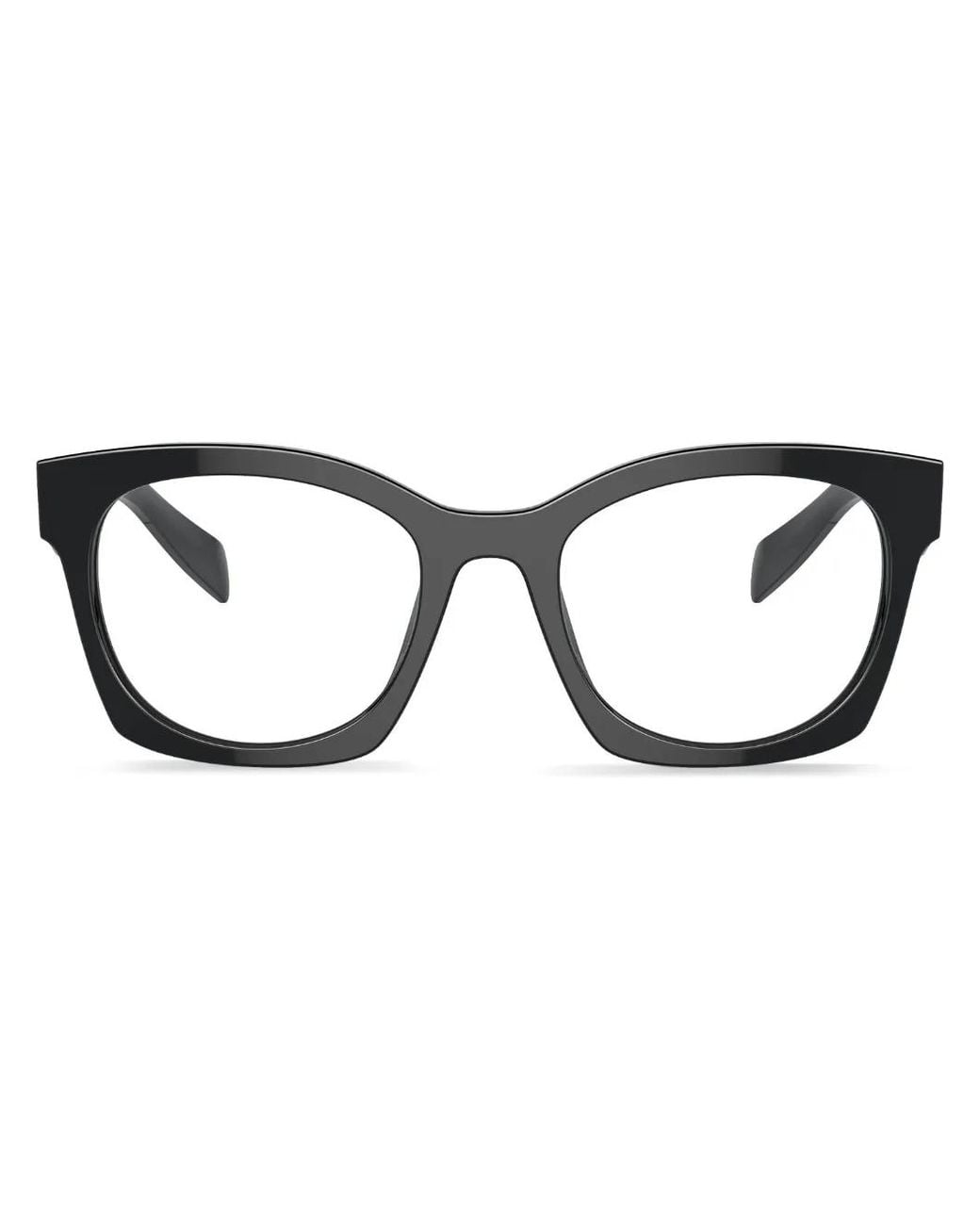 Prada Black Eckige Brille Mit Logo-Gravur