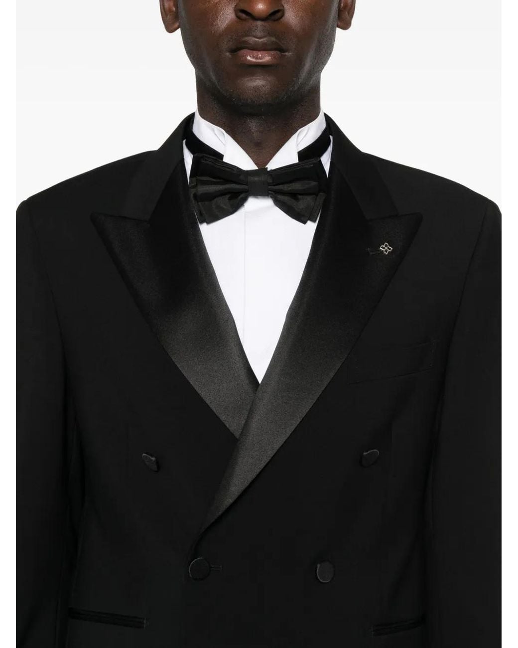 Tagliatore Black Double-Breasted Peak-Lapel Suit for men