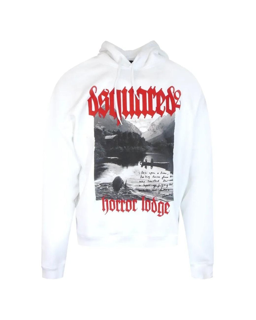 DSquared² White Graphic-Print Drawstring Hoodie for men