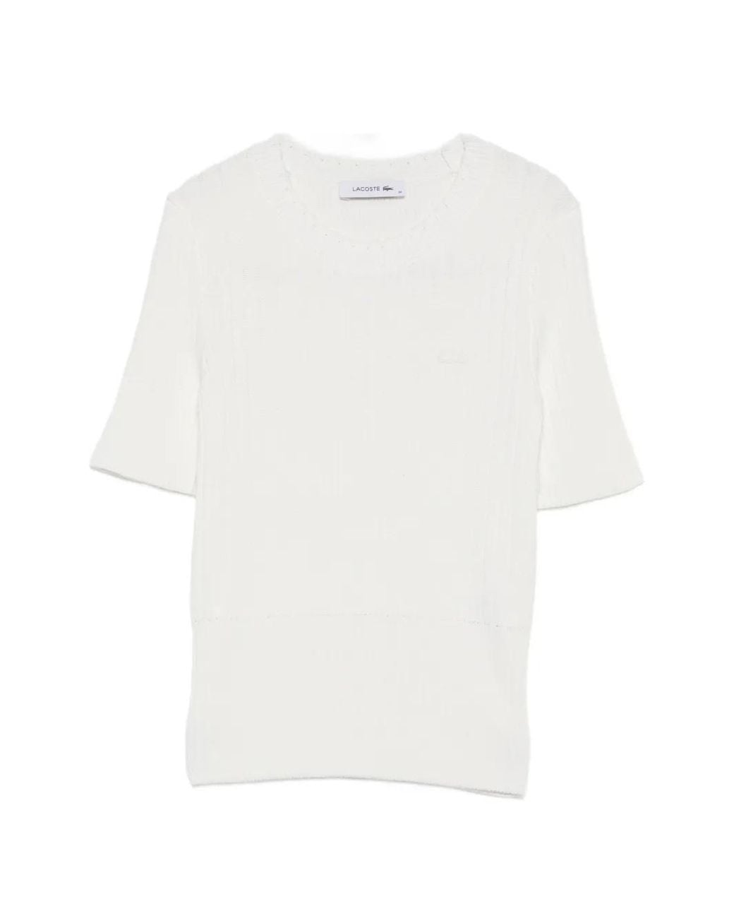 Lacoste White Gerippter Strickpullover