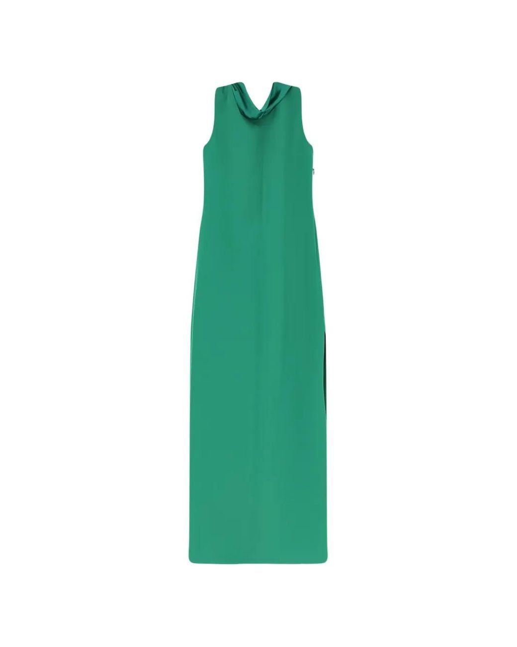 Max Mara Green Robe Fendue À Col V Au Dos