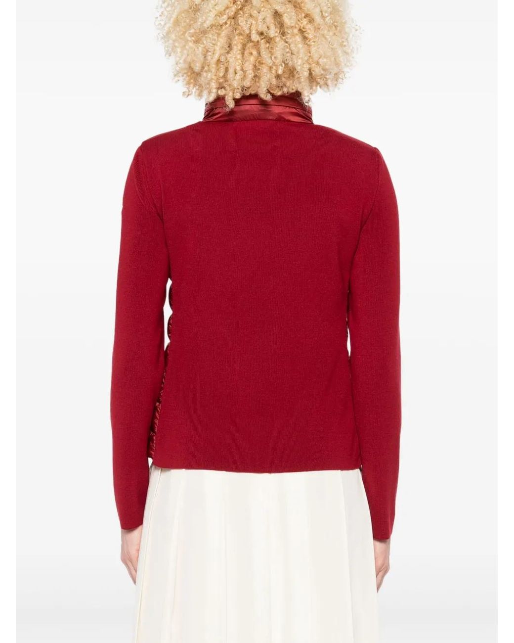 Moncler Red Padded-Front Knit Jacket