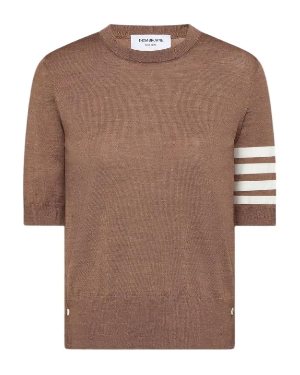 Thom Browne Brown Fine Merino Wool 4-Bar T-Shirt