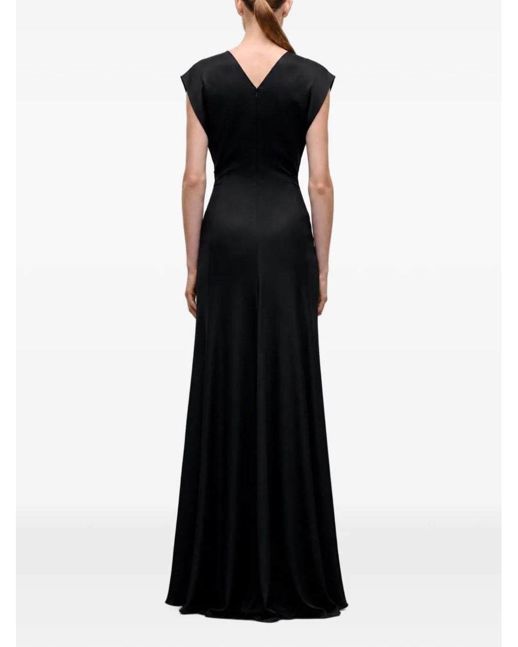 Victoria Beckham Black Aria Crepe-Back Satin Maxi Dress With Twisted Detail