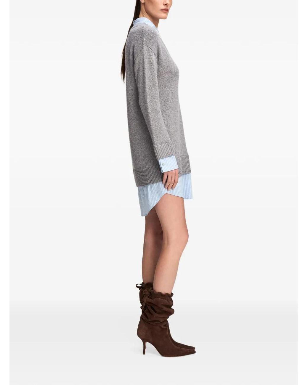 Cinq À Sept Gray Santina Crystal-Embellished Layered Mini Dress