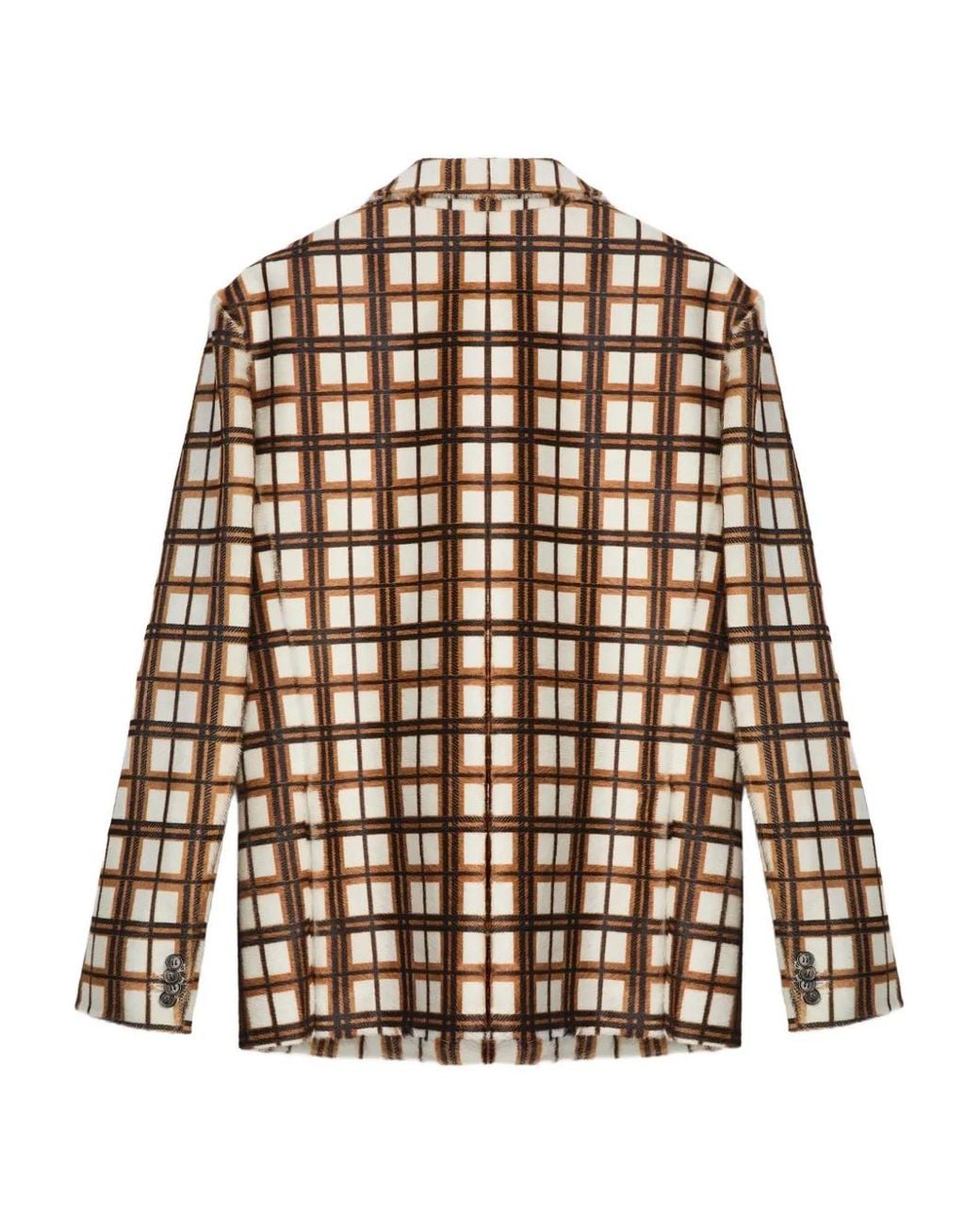 CAMPERLAB Brown Checked Leather Jacket