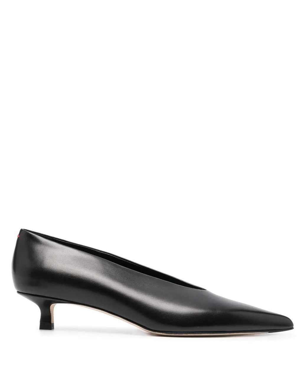 Aeyde Brown Clara Pointed-Toe Kitten-Heel Pumps