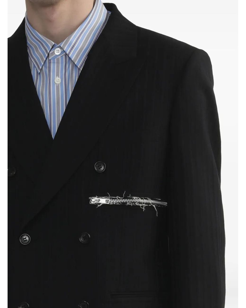 Comme des Garçons Blue Zip-Detail Blazer for men