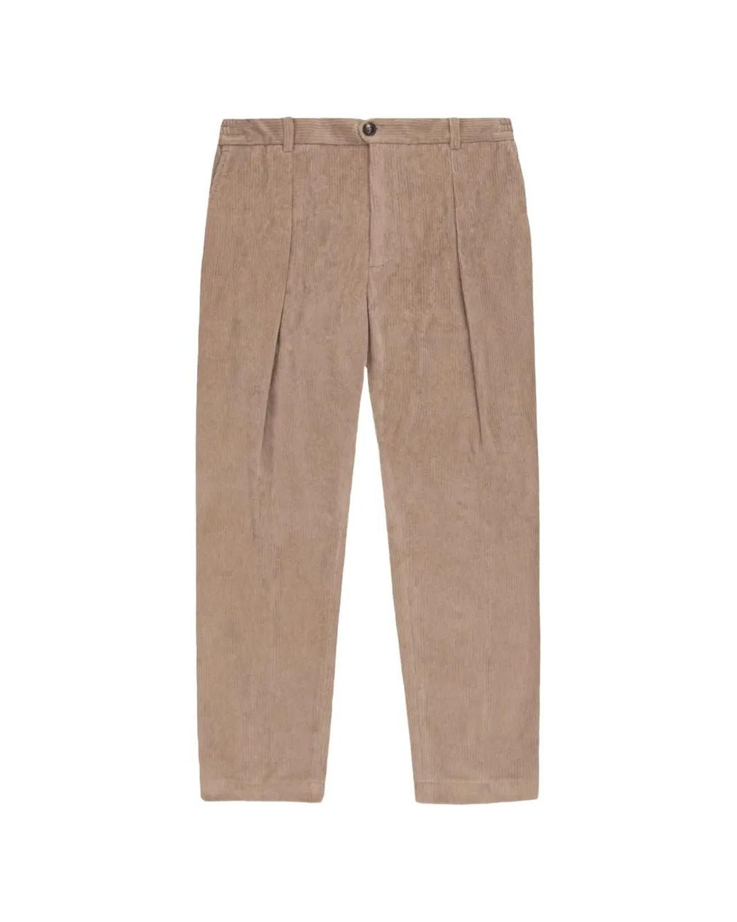 Circolo 1901 Natural Pleated Corduroy Straight-Leg Trousers for men