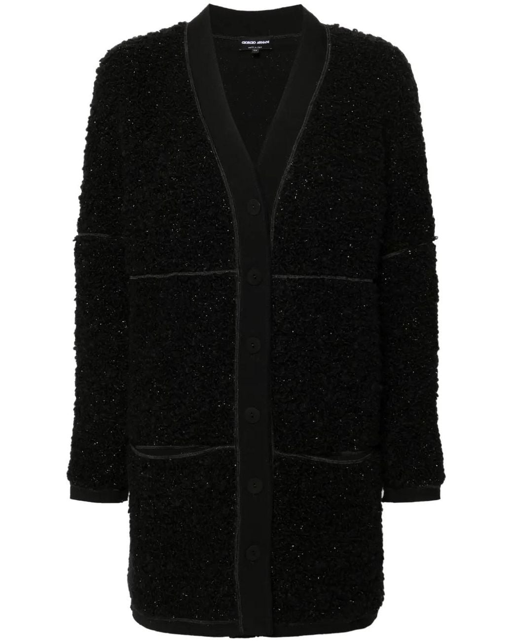 Giorgio Armani Black Long Bouclé Cardi-Coat