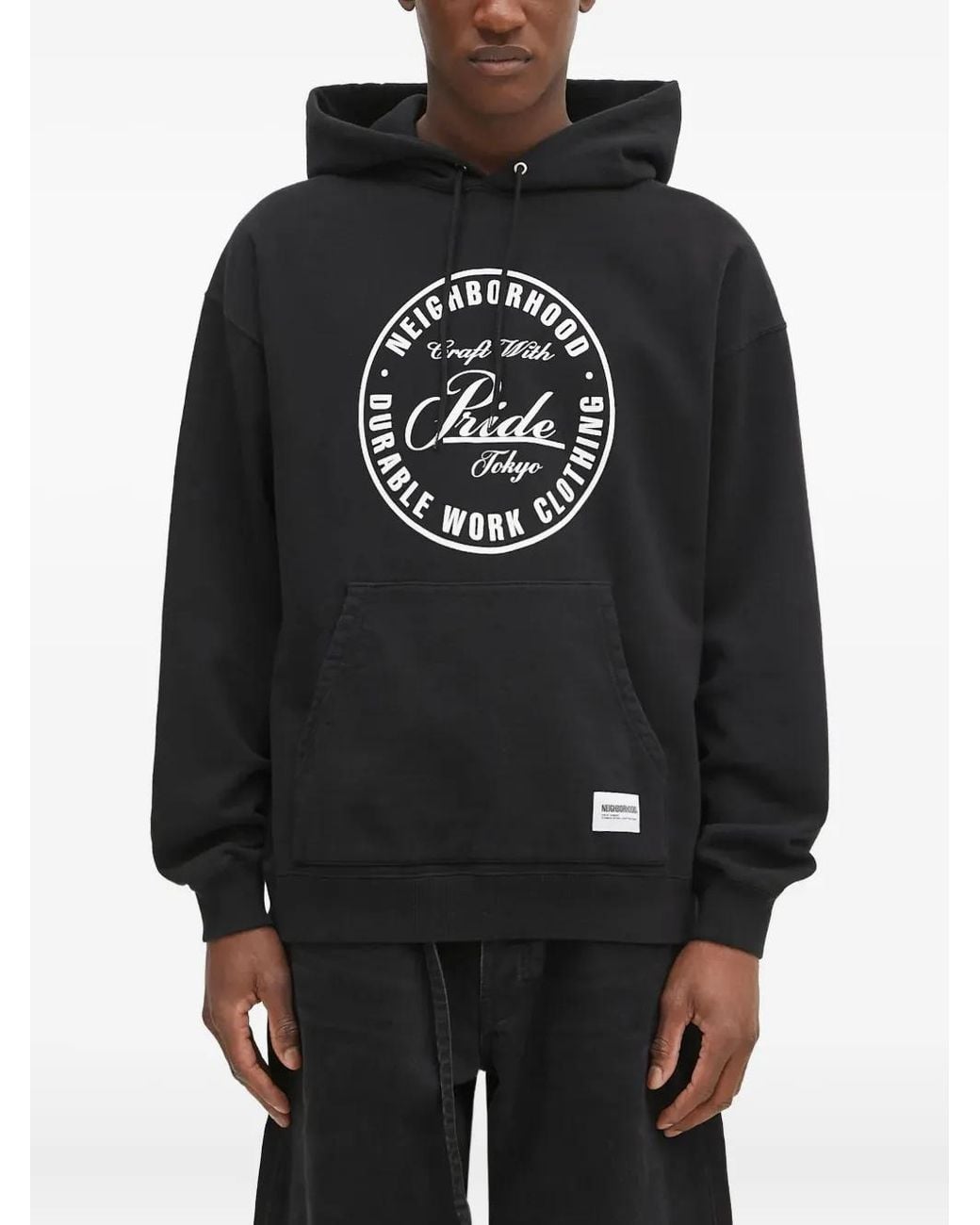 Neighborhood Black Circular-Logo Hoodie for men